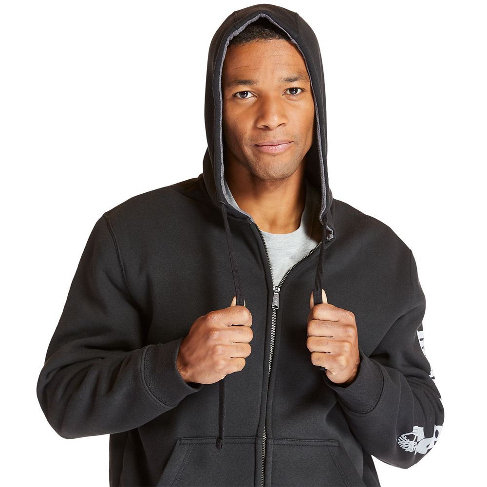 Timberland Mens Sweatshirts PRO® Big & Tall Hood Honcho Full-Zip Hoodie - Black - India PY4368951